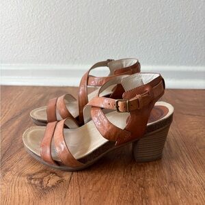 Abeo BIANA Brown Leather Biosystem Strappy Open Toe Block Heel Sandals